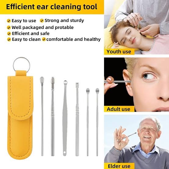 Pack of 6 Ear Pick Kit – Portable Ear Wax Remover with Storage Bag